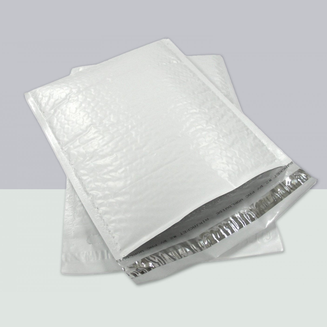 White bubble mailers for retail shipping